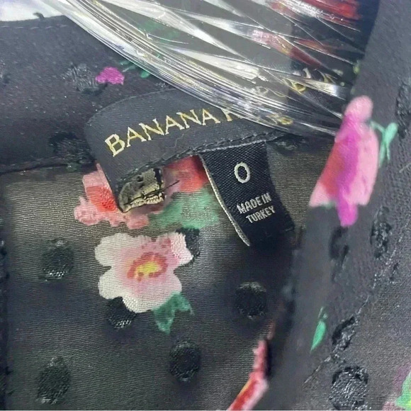 Banana Republic ClipDot Black Floral Chiffon Midi Dress - Picture 6 of 12